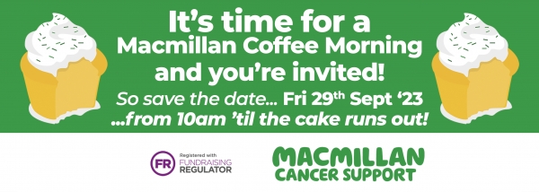 Macmillan Coffee Mornings - 29th September 2023