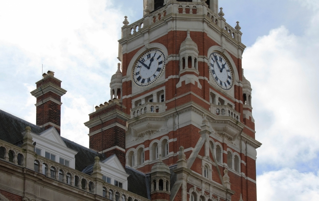 A photo of Croydon Library's clock tower