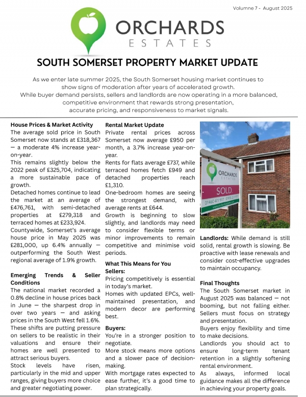 SOUTH SOMERSET PROPERTY MARKET UPDATE - AUGUST 2025