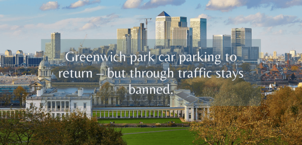 Greenwich Park car parking to return – but through traffic stays banned