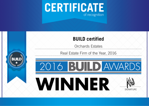 REAL ESTATE FIRM OF THE YEAR 2016 - Orchards Estates win another award